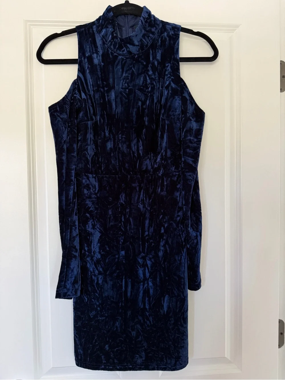 Lulu's Navy Velvet Off-Shoulder Mini Dress